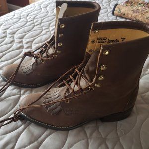 LAREDO WOMEN'S SARA ROSE LACE-UP WESTERN BOOTS - ROUND TOE